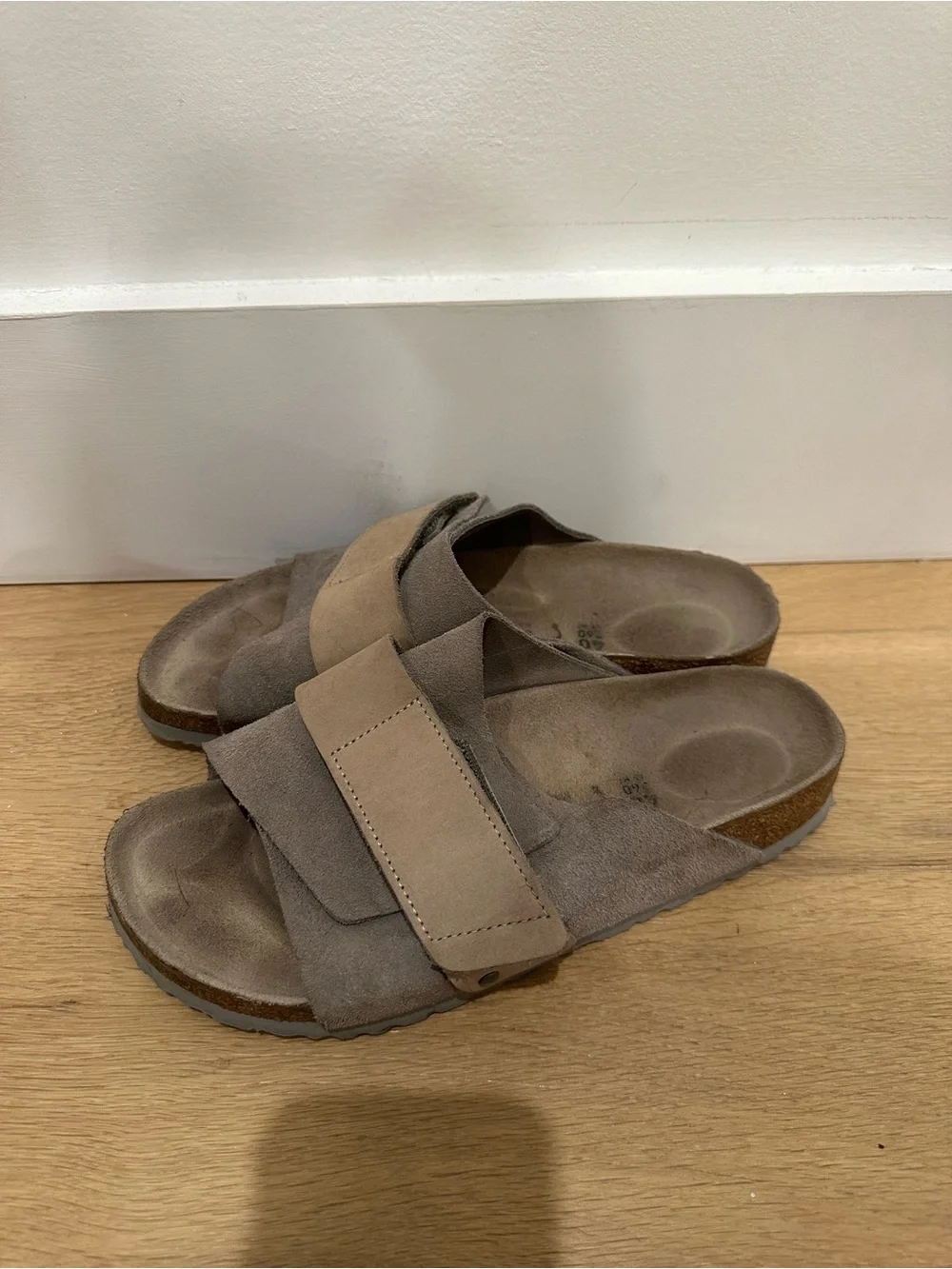 Birkenstock Kyoto Gray Taupe Suede Leather Size 40